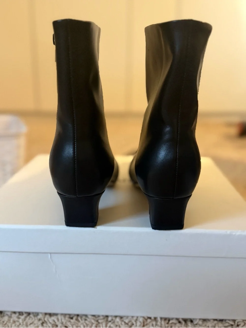 Designer Ankle Boots with Black-and-White Snake-Print Toe US 8